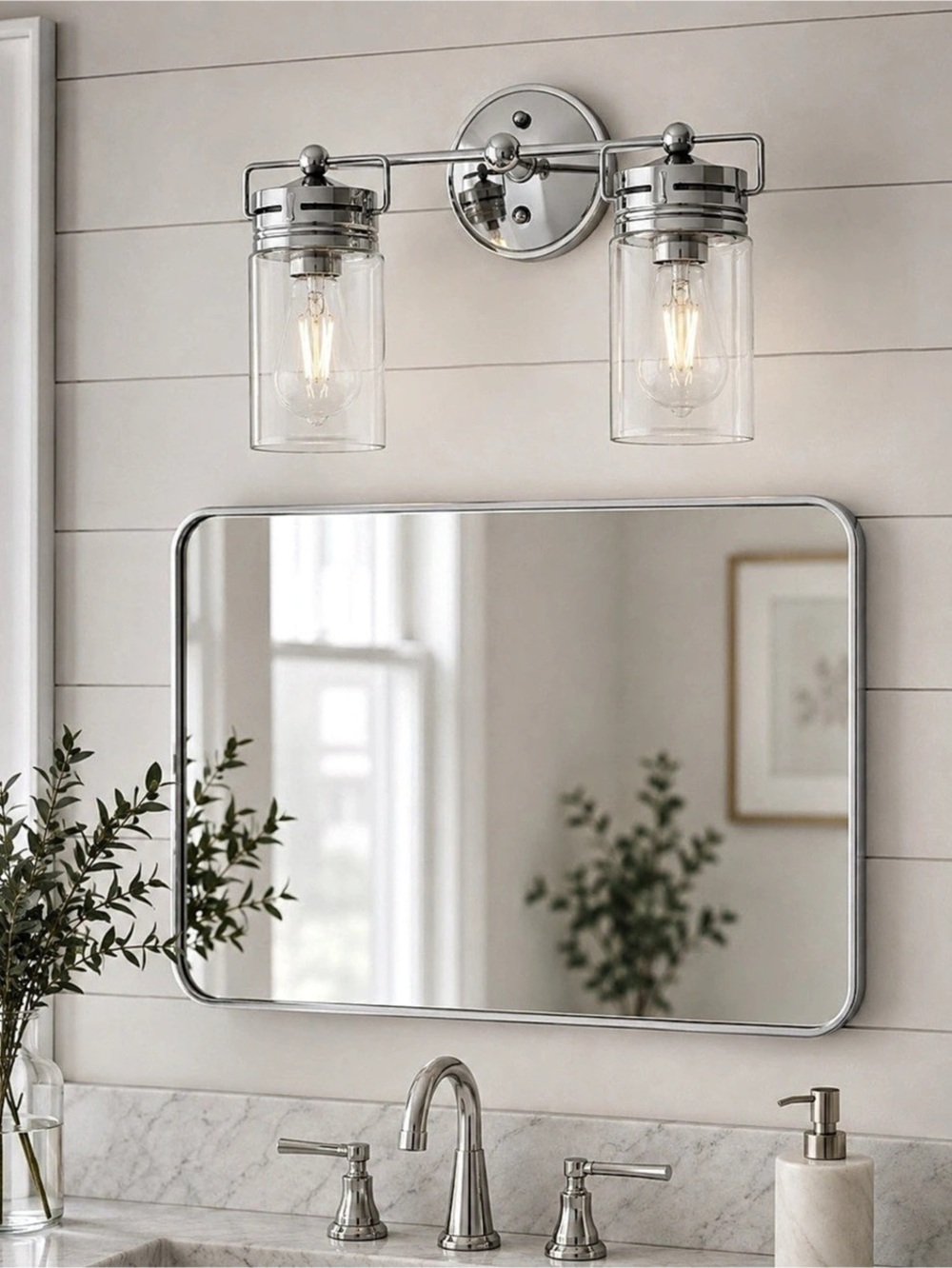 allen + roth Vallymede 2-Light Chrome Vanity Light Kichler 37491 New